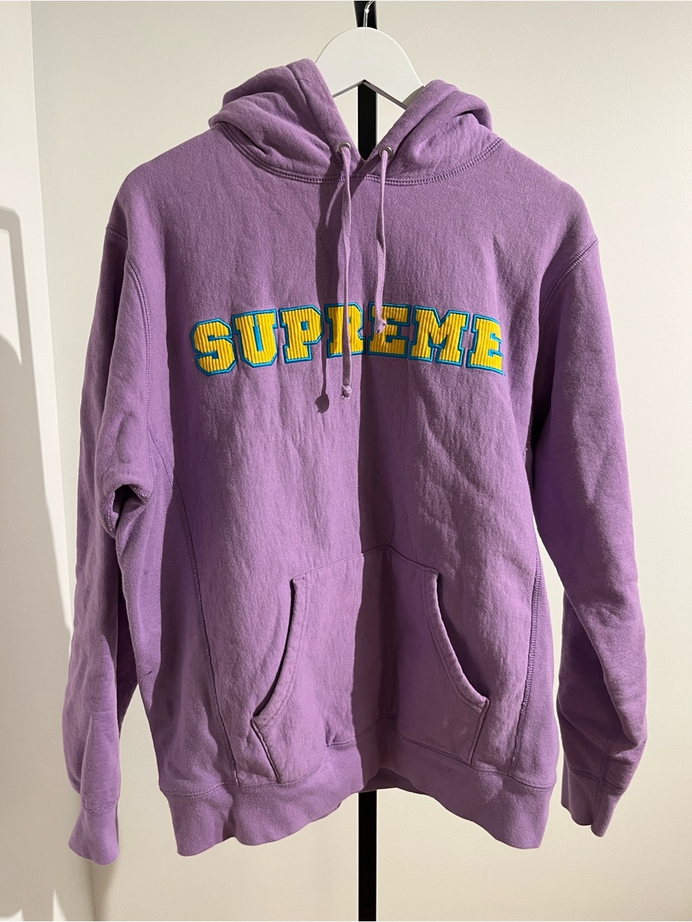 Supreme Lavender Zip-Up Hoodie with Yellow Logo